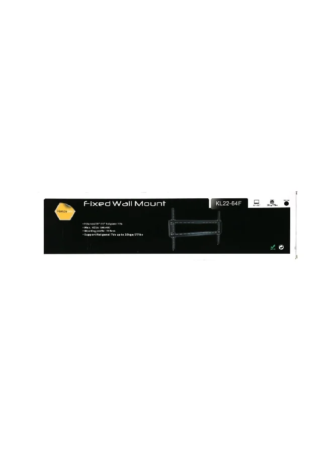 HoneyBee Steel Flat Panel Vesa and Universal Fixed Wall Mount TV Bracket Black 37-70 Inch KL22-64F